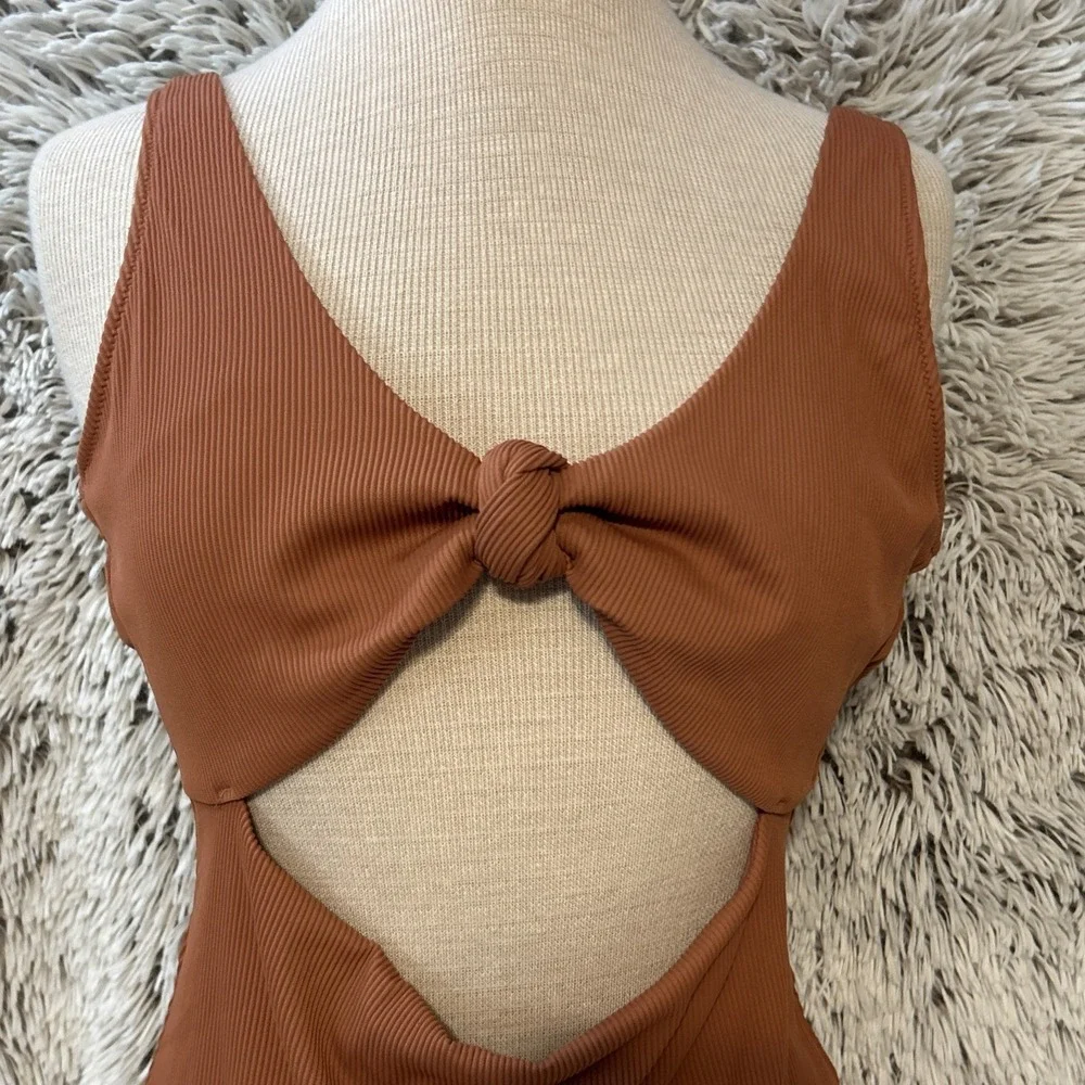 Brown Cutout One-Piece Swimsuit - Picture 2 of 7